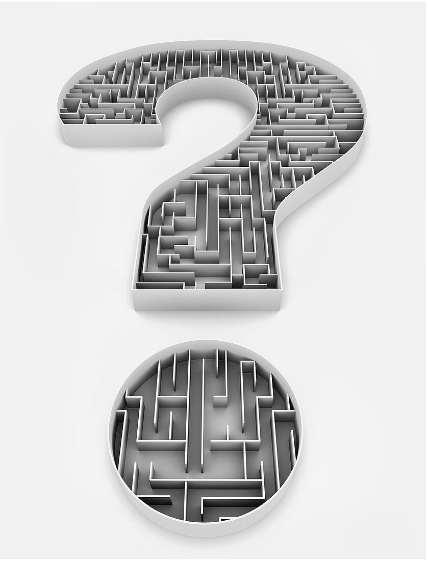 Illustration of question mark with maze