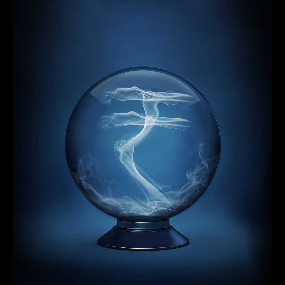 Illustration of rupee sign in crystal ball