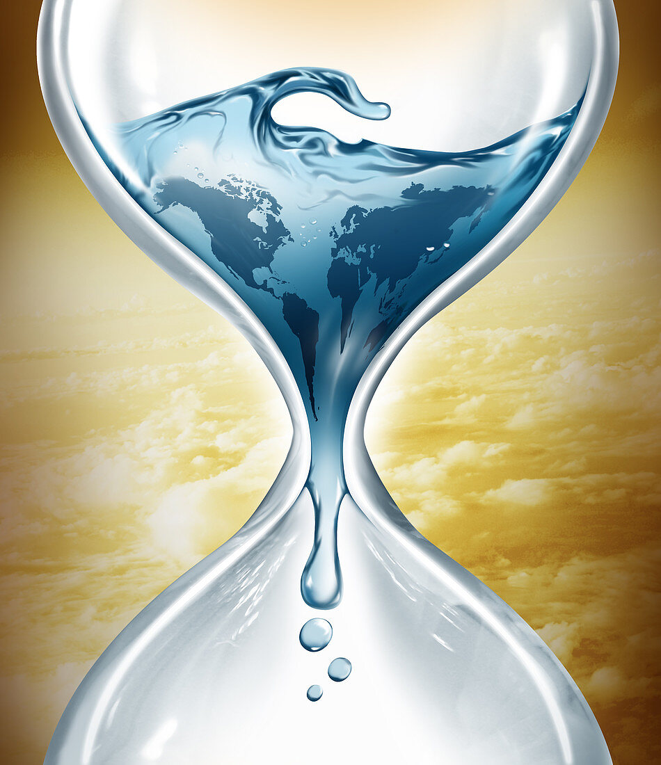 Illustration of water in hourglass