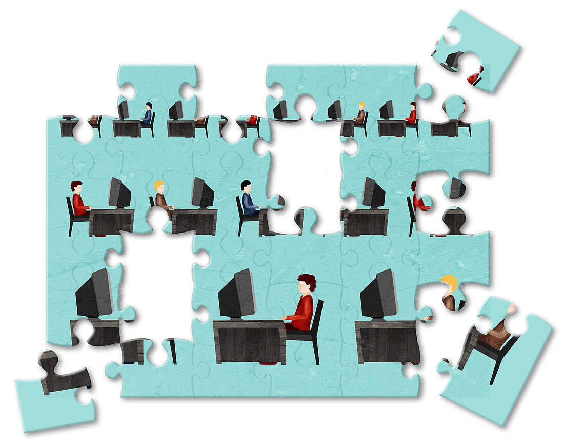 Jigsaw puzzle of businessmen, illustration