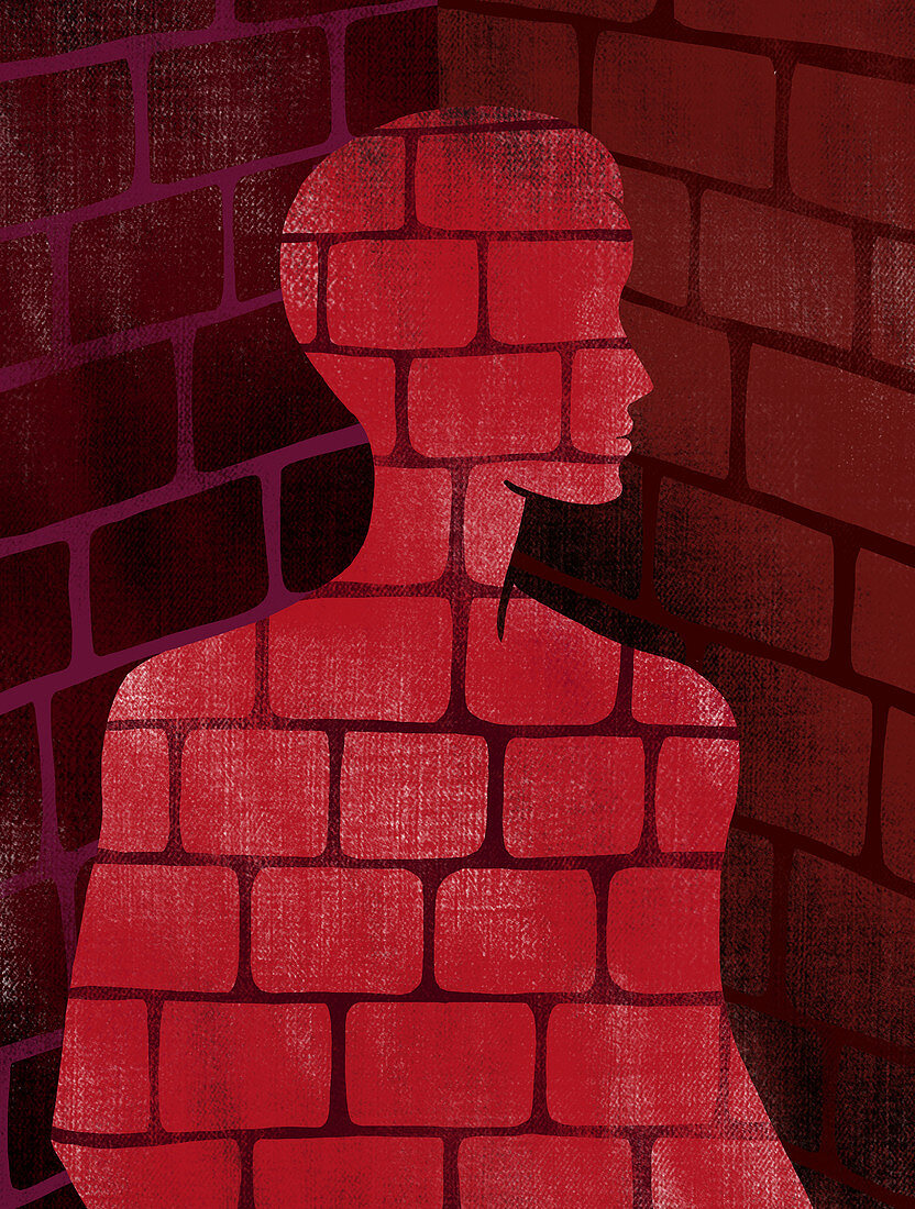 Illustration of man made of bricks