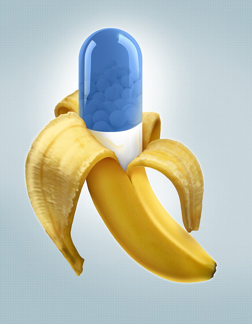 Illustration of medicine in banana peel