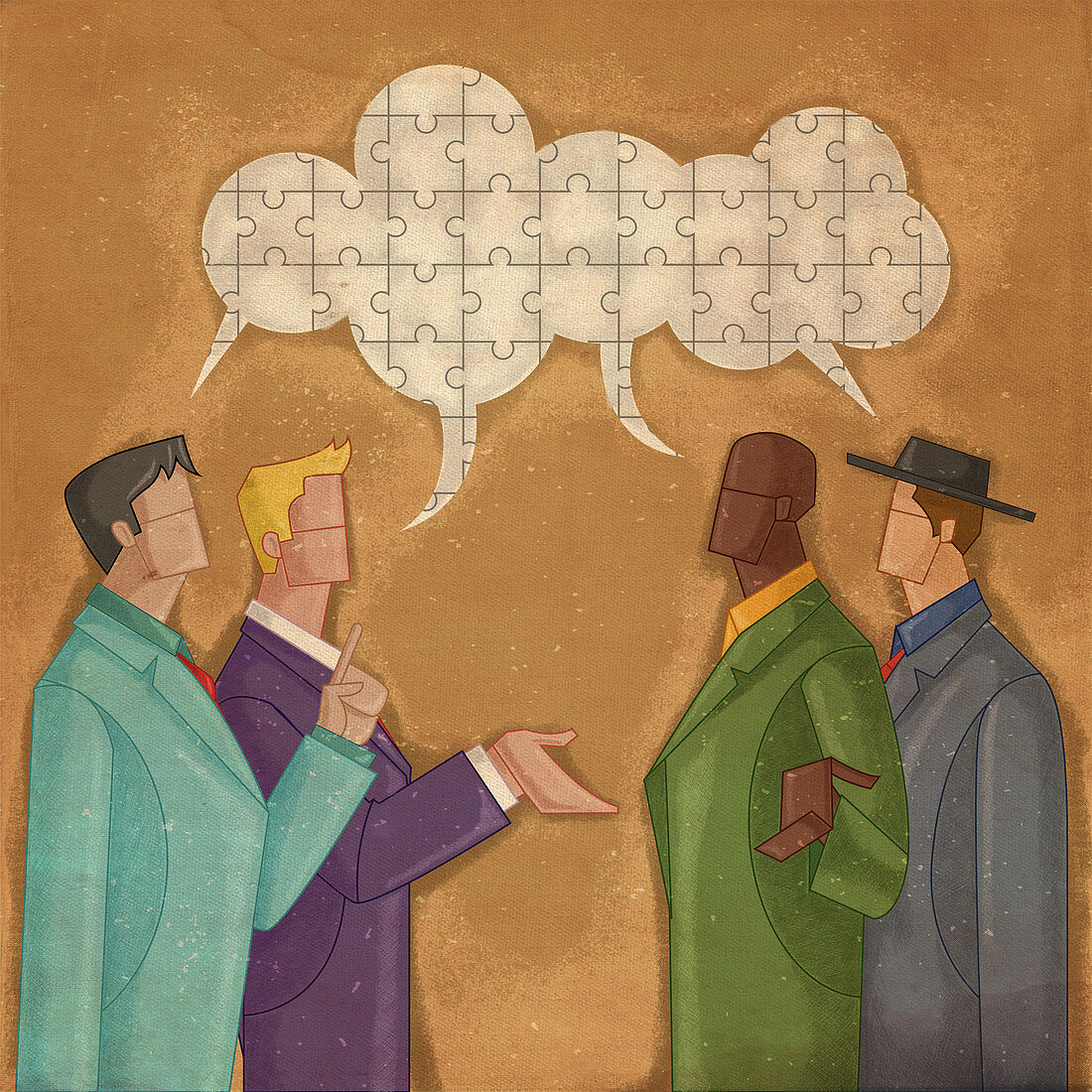 Illustration of multi ethnic business people communicating