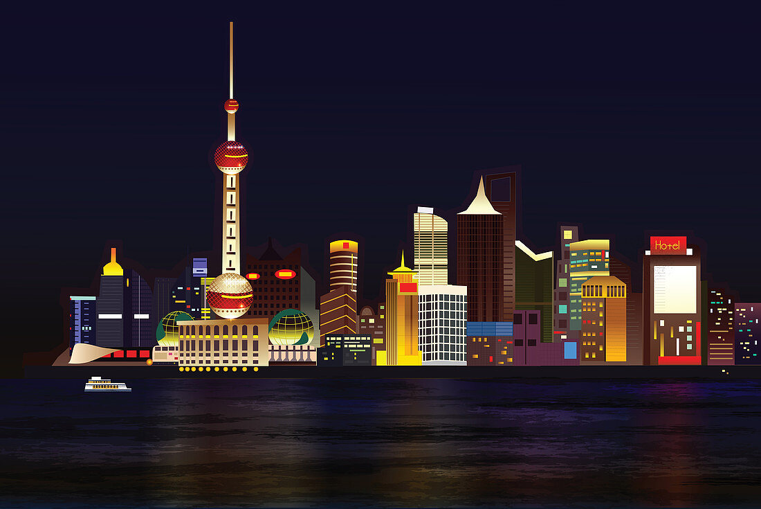 Illustration of Oriental Pearl Tower, Shanghai