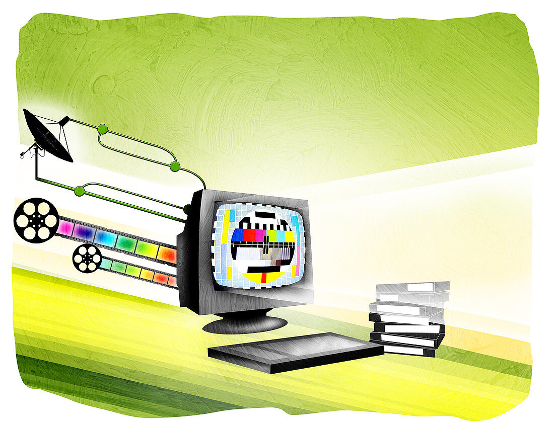 Video being downloaded on a computer, illustration