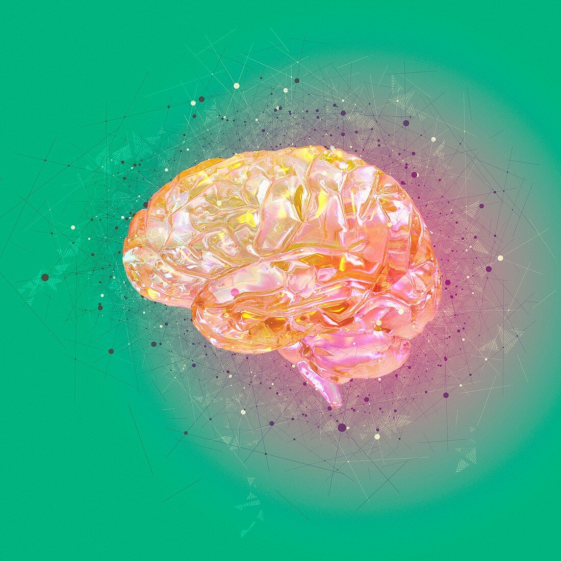 Atomic structure of the human brain, illustration