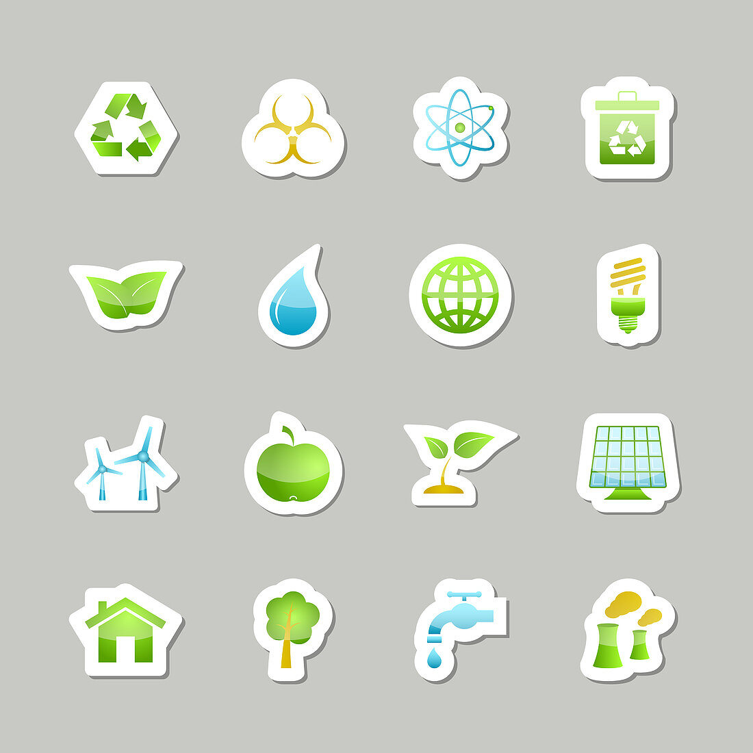 Green and energy icons, illustration
