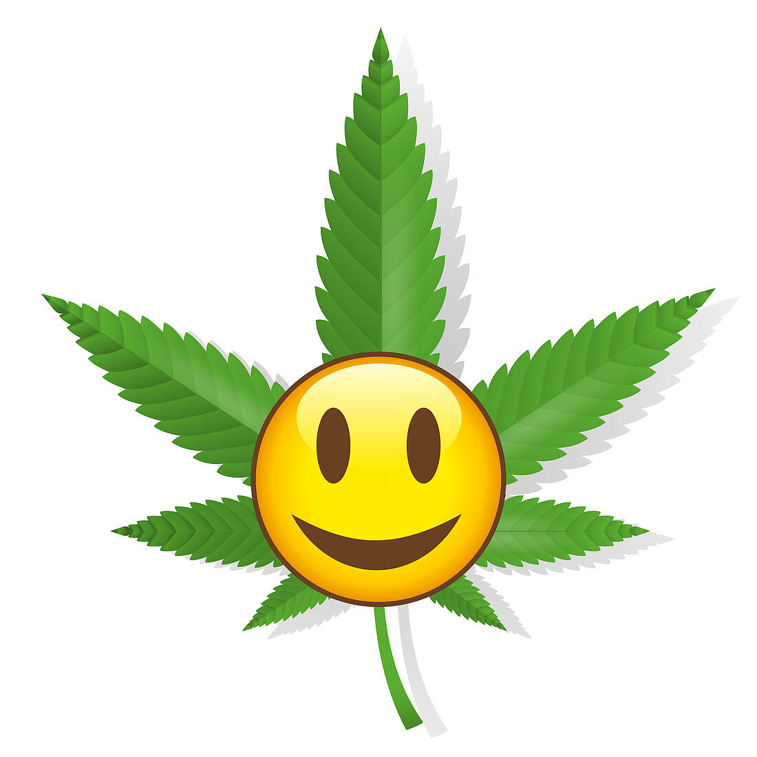 Smiling cannabis sign, illustration