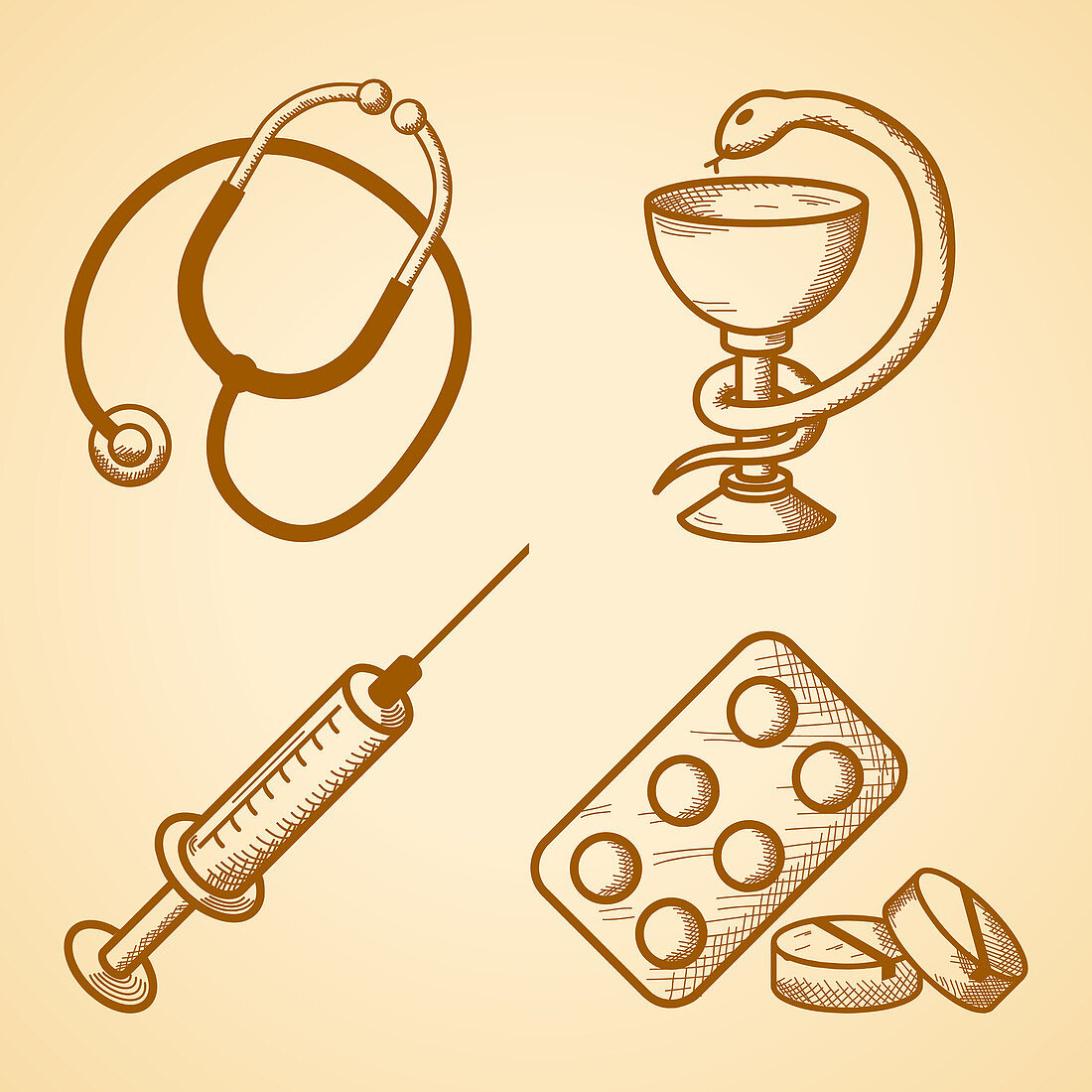 Medical items, illustration