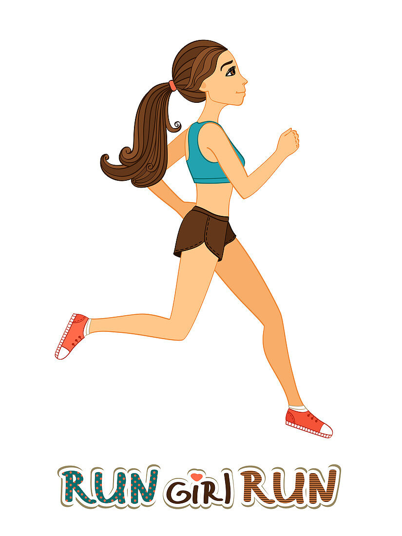 Woman running, illustration