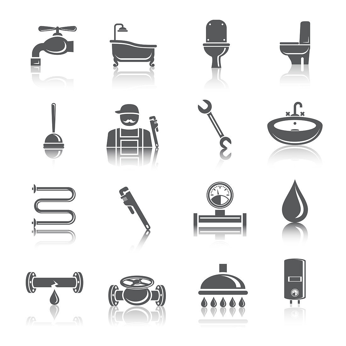 Plumbing icons, illustration
