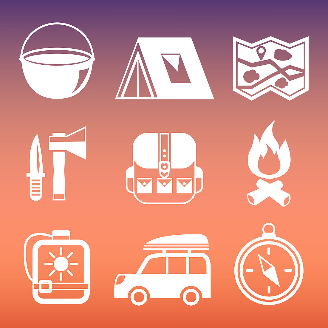 Camping icons, illustration