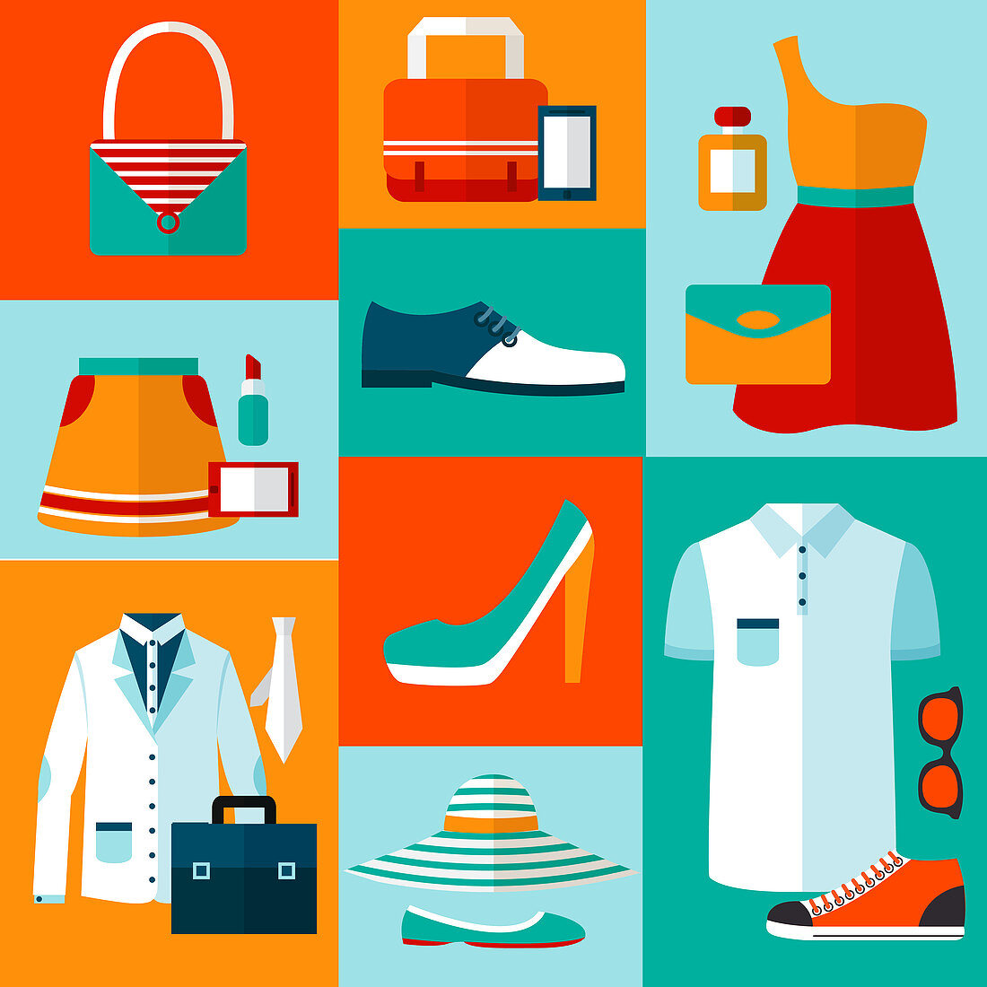 Clothing and accessories, illustration