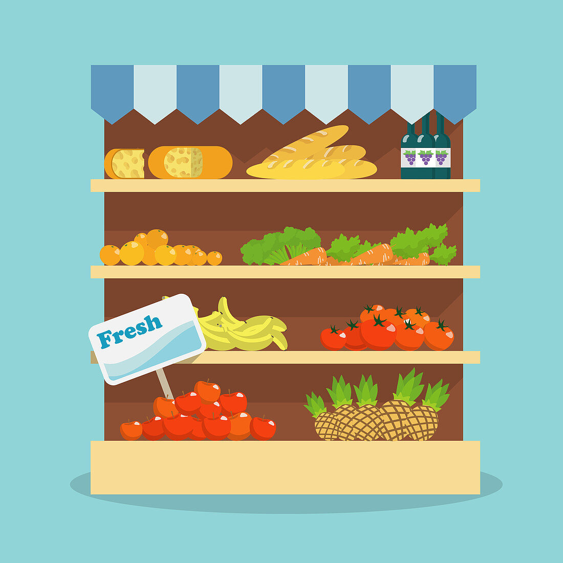 Grocery shelf, illustration