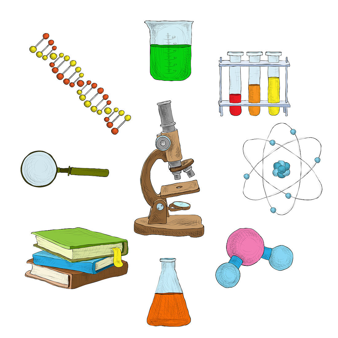 Science icons, illustration