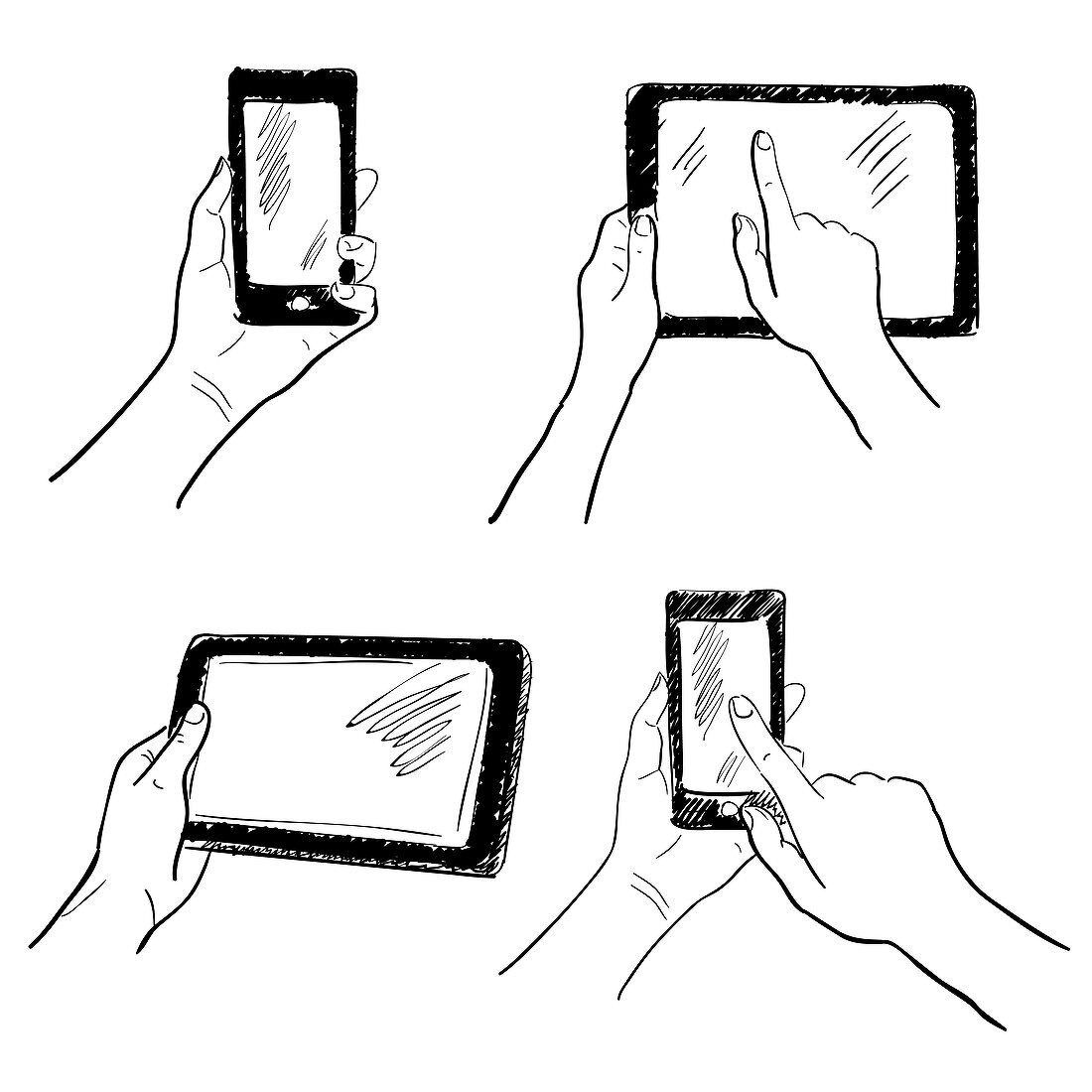 Touchscreen devices, illustration
