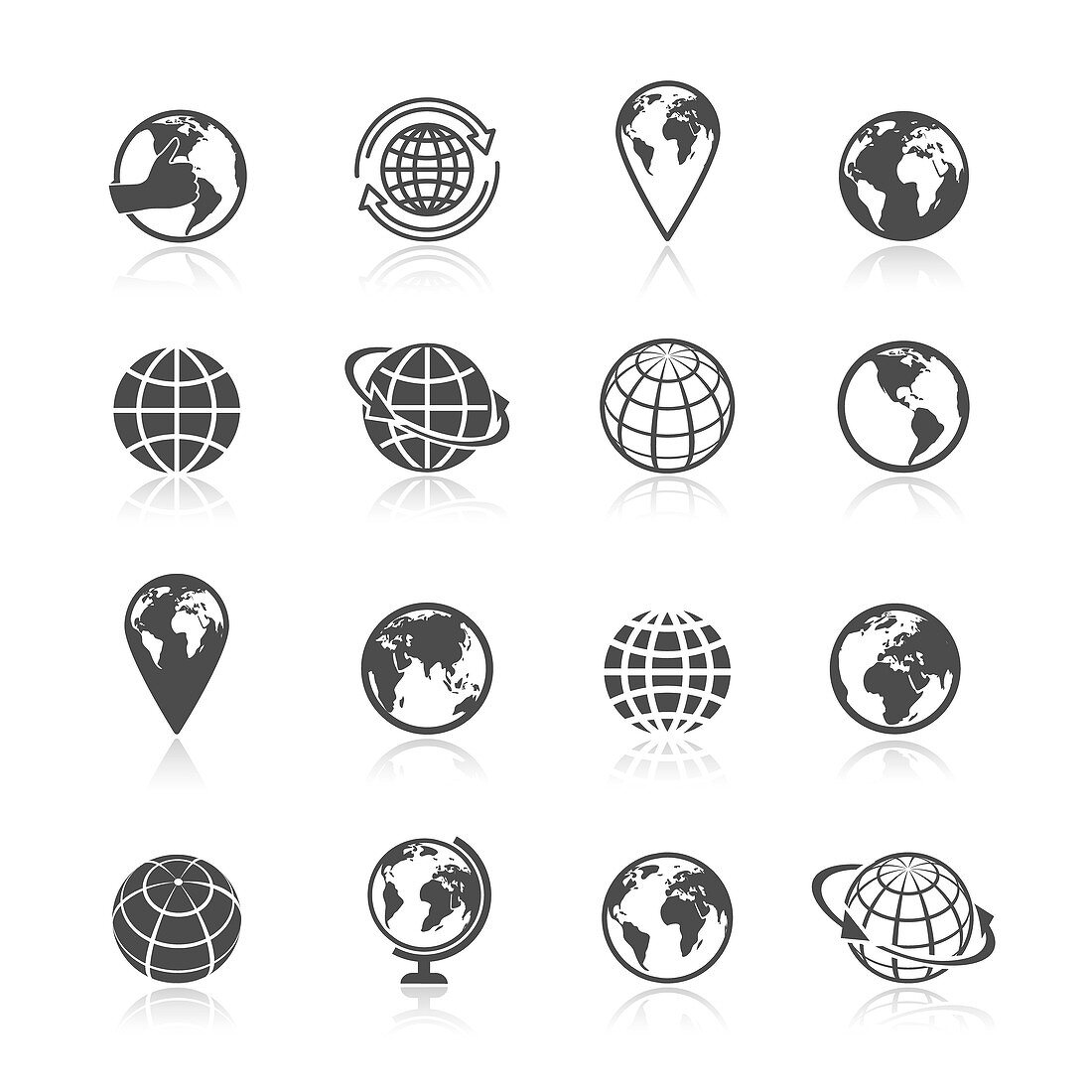 Globe icons, illustration