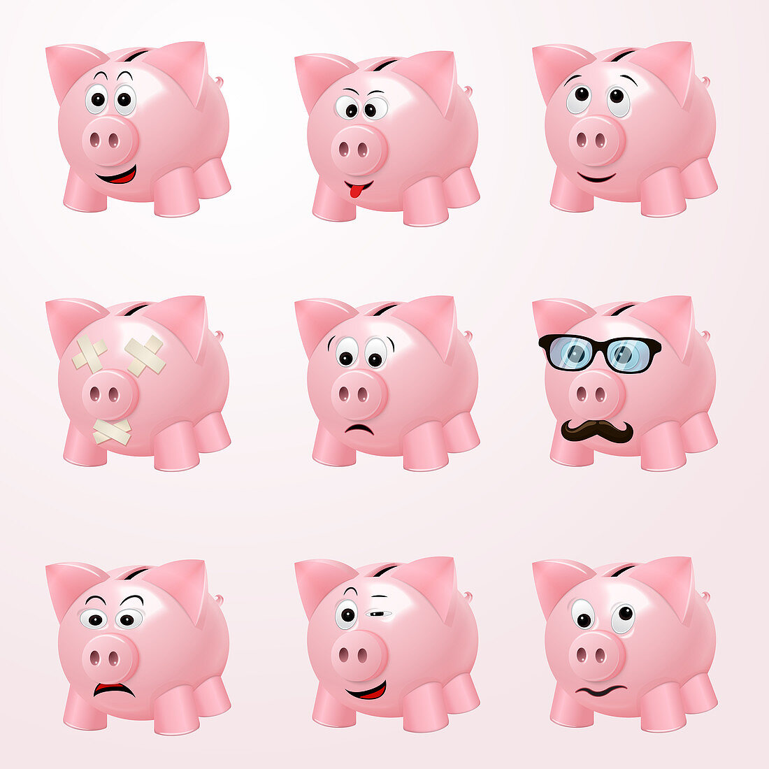 Piggy bank icons, illustration