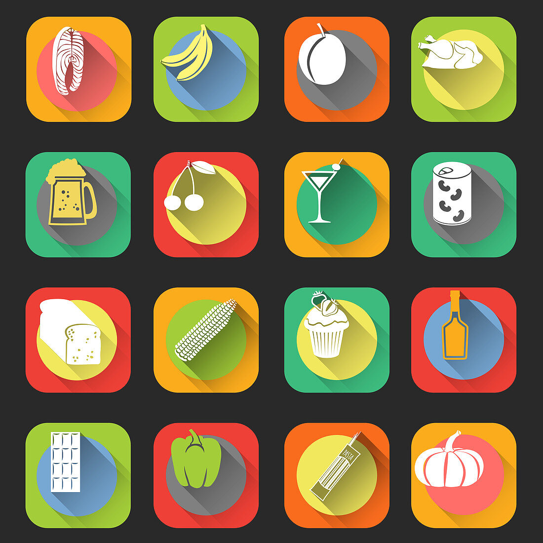 Food and drink icons, illustration