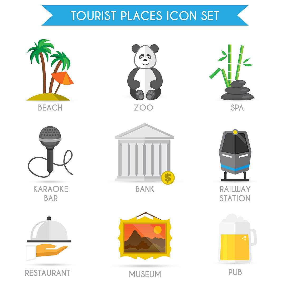 Tourism icons, illustration
