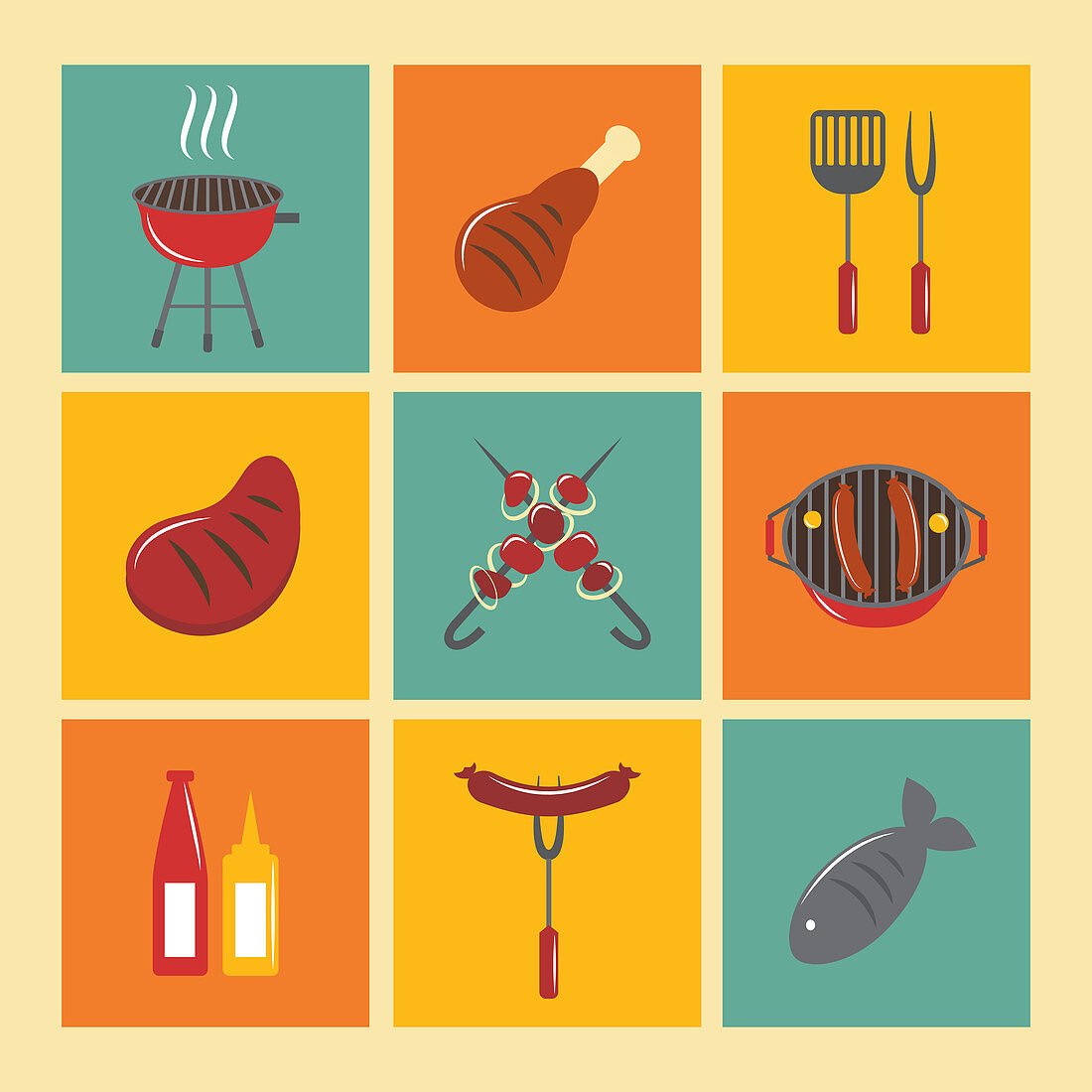 Food and drink icons, illustration