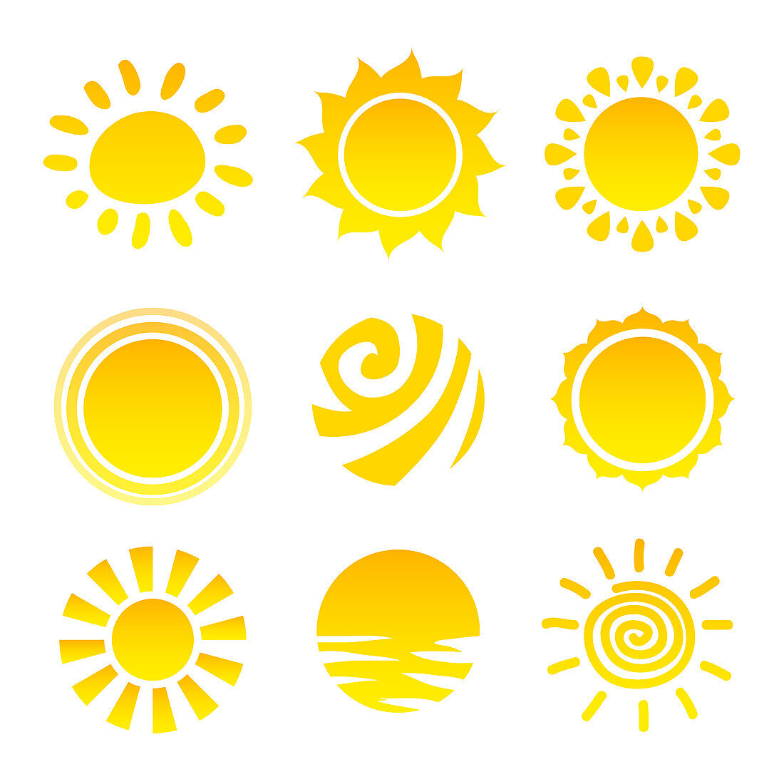 Sun icons, illustration