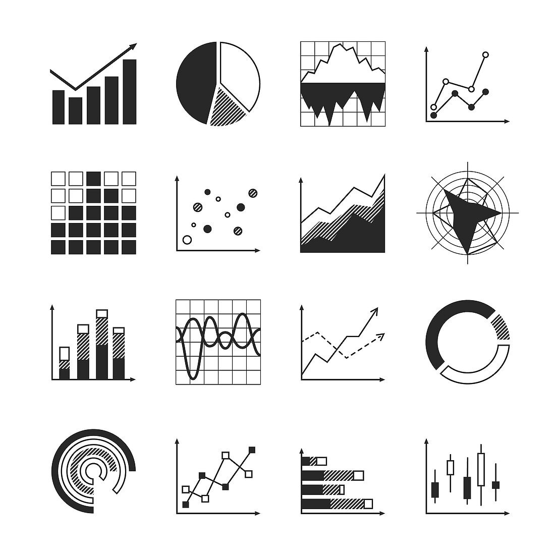 Graph and chart icons, illustration