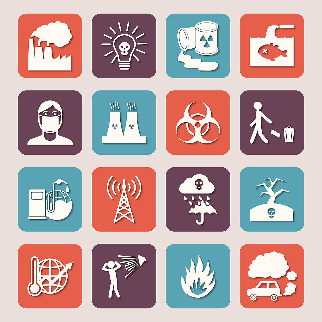 Pollution icons, illustration