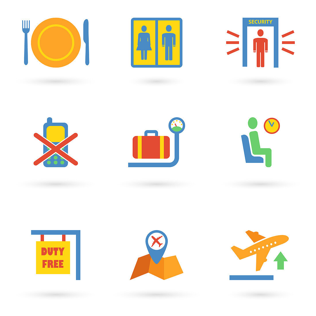 Airport icons, illustration