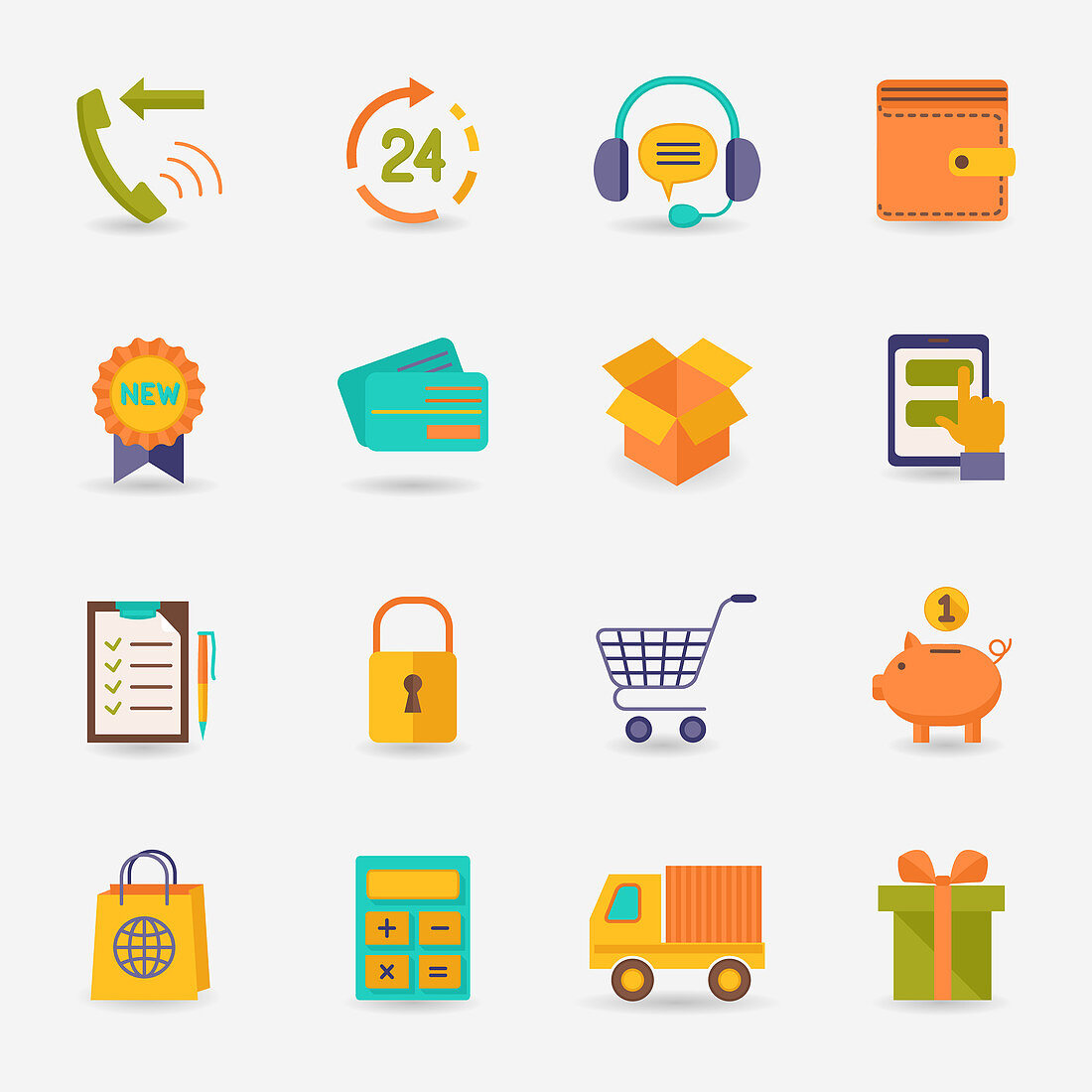 Online shopping icons, illustration