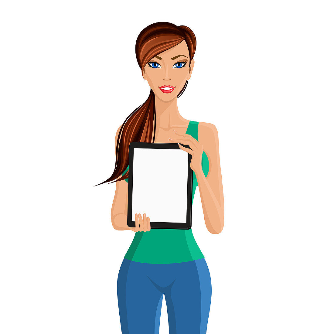 Woman with tablet computer, illustration