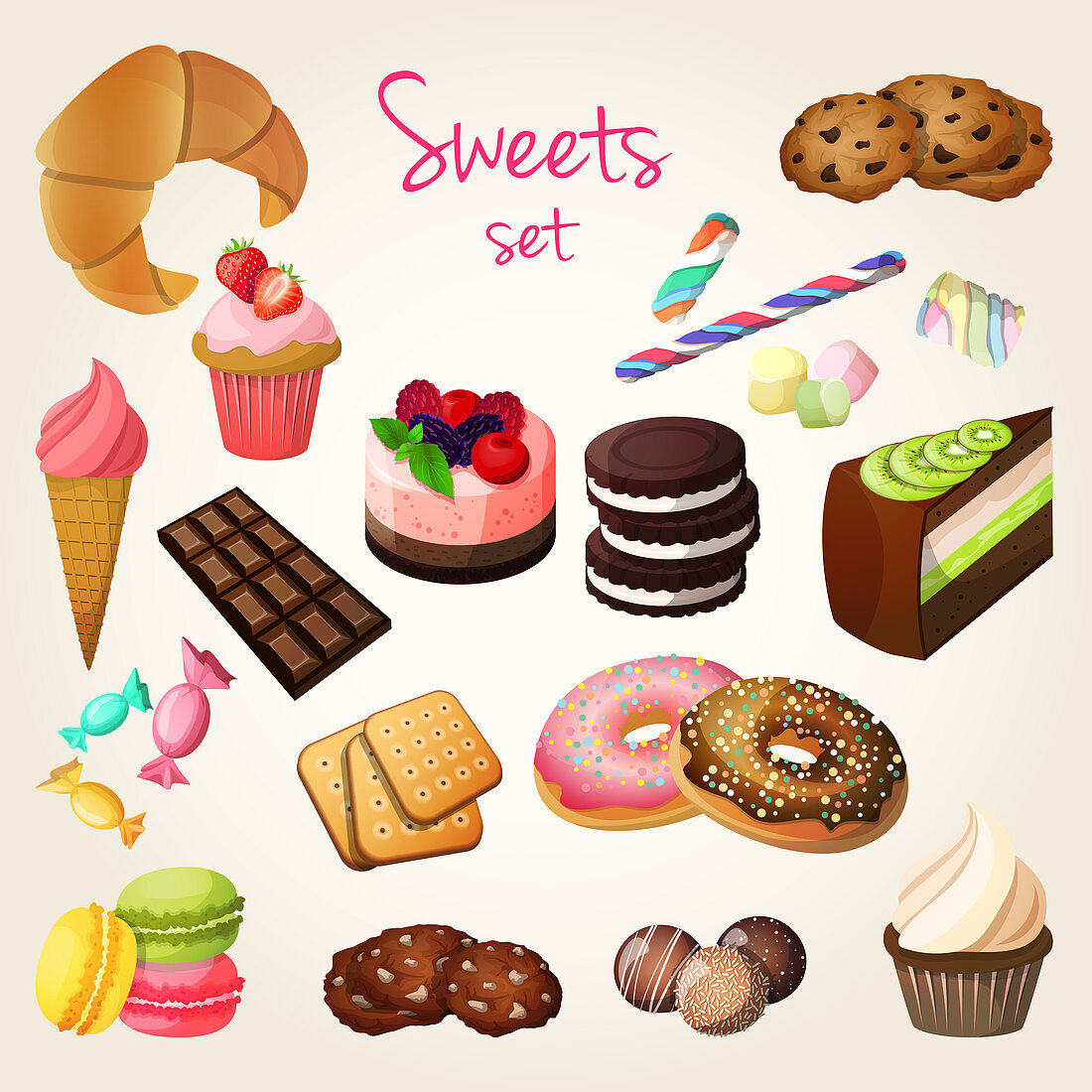 Cakes and sweets, illustration