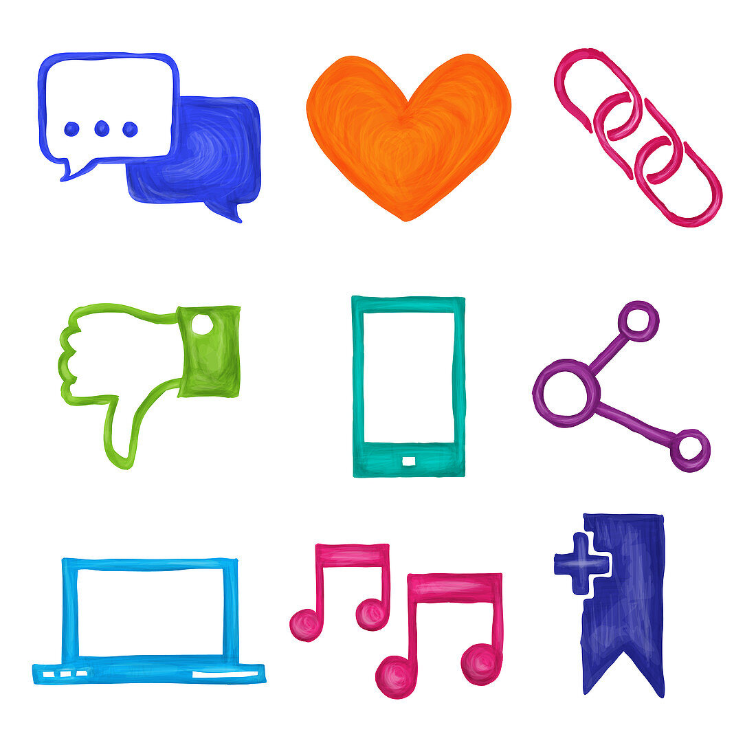 Social media icons, illustration