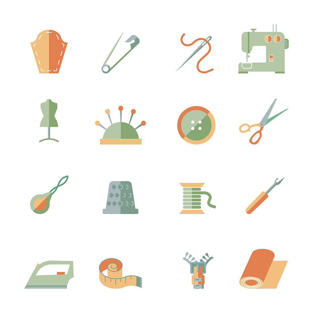 Sewing icons, illustration