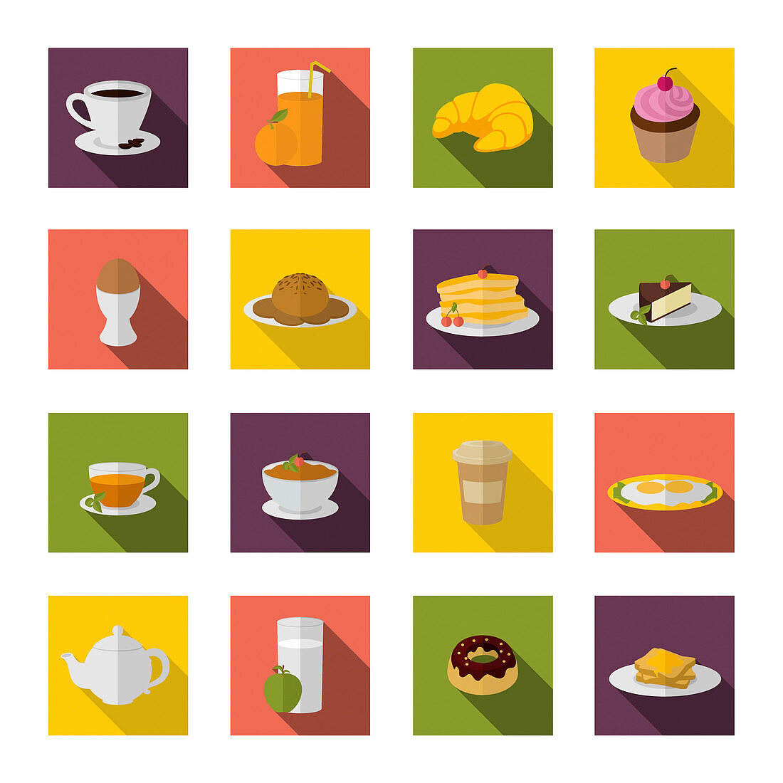 Breakfast icons, illustration