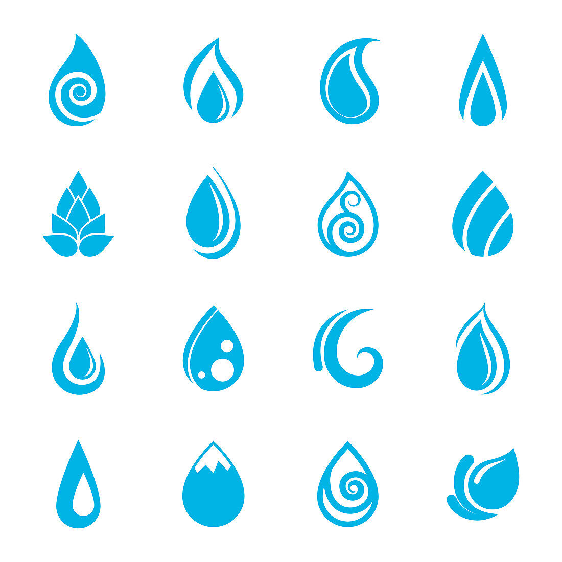 Water drop icons, illustration