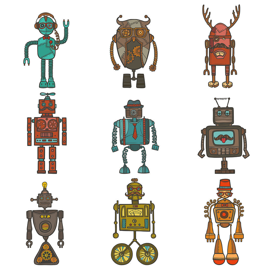 Robot icons, illustration