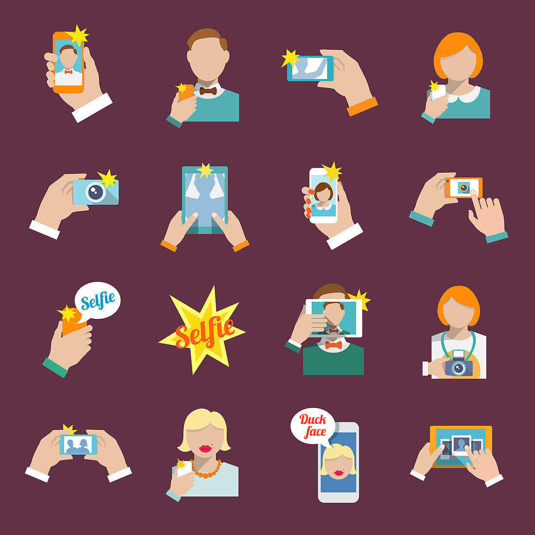 Selfie icons, illustration