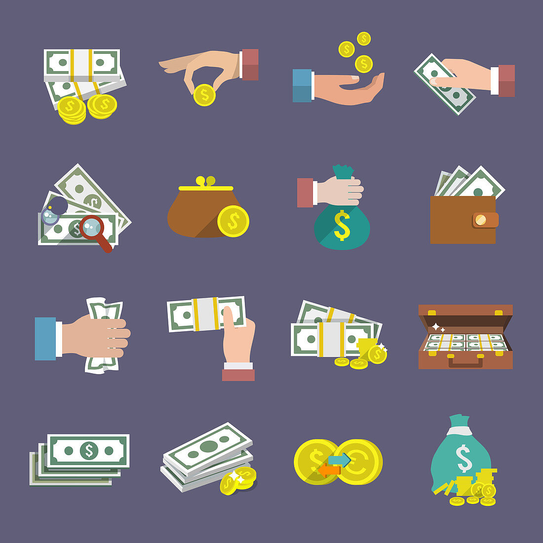 Cash icons, illustration