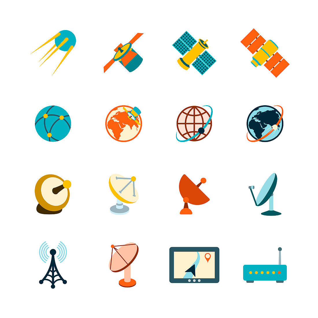 Satellite icons, illustration