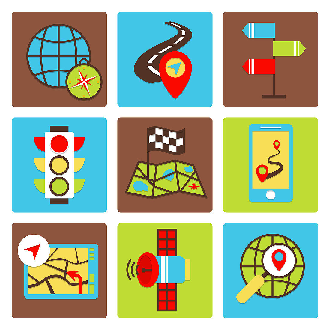 Navigation icons, illustration