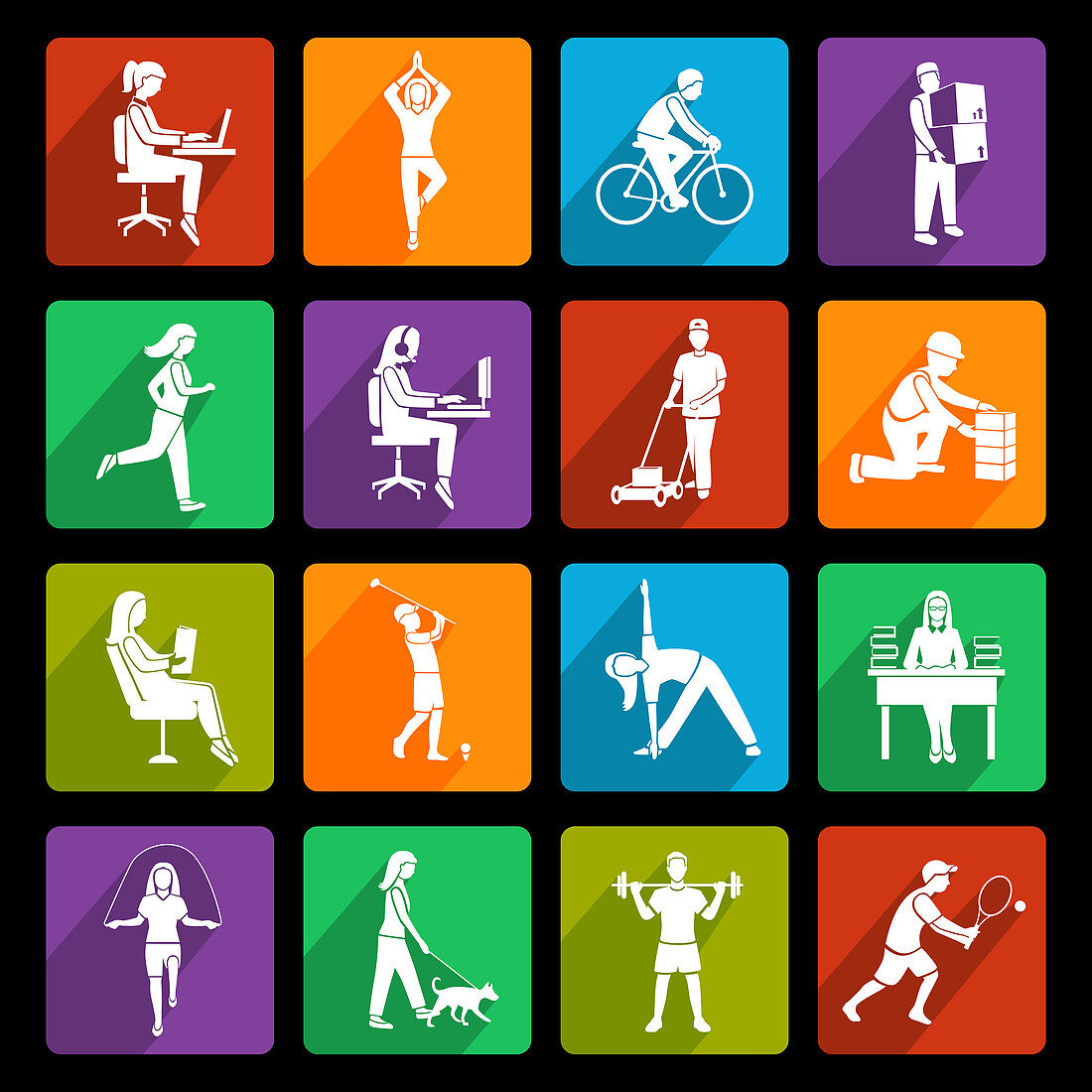 Physical activity icons, illustration