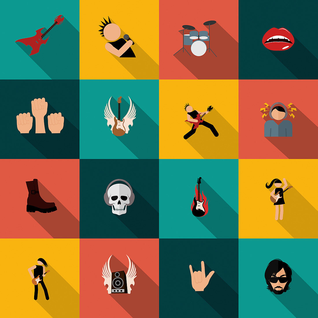 Rock music icons, illustration