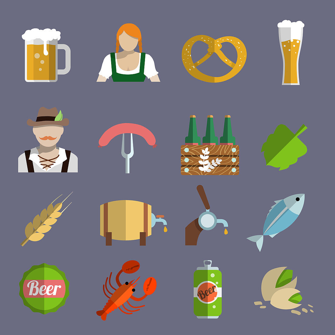 Oktoberfest icons, illustration