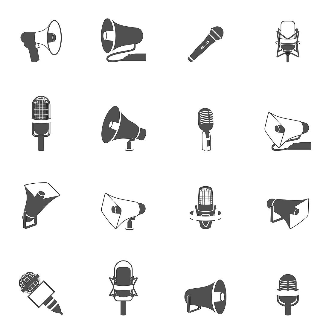 Microphone and megaphone icons, illustration
