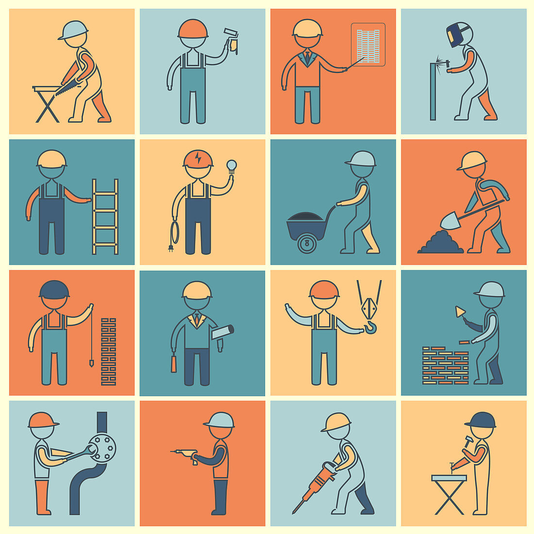Construction icons, illustration