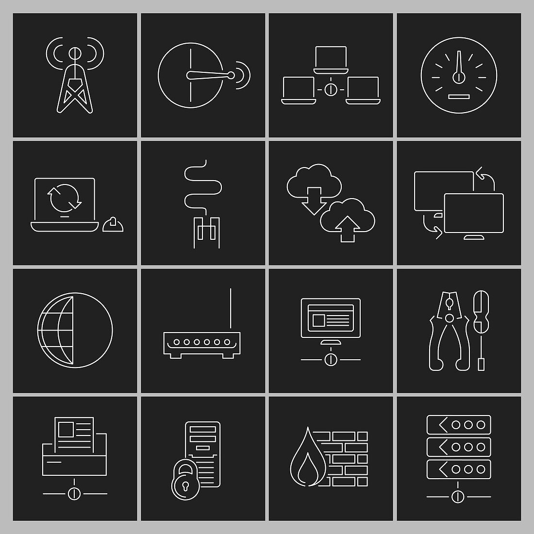 Computer network icons, illustration