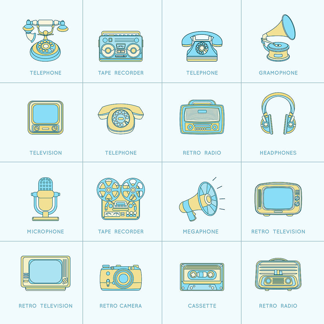 Retro gadgets, illustration