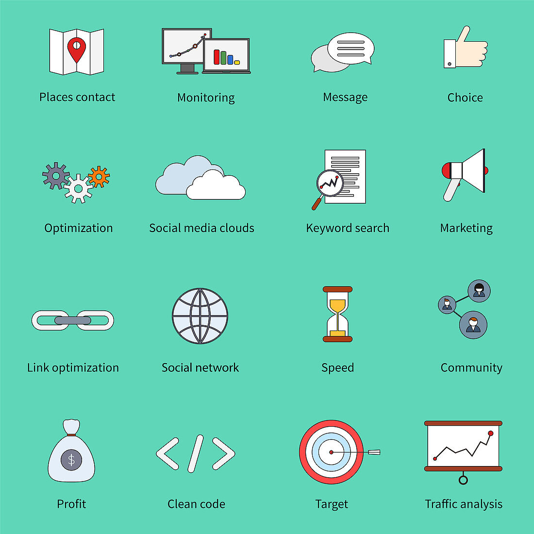 Website icons, illustration