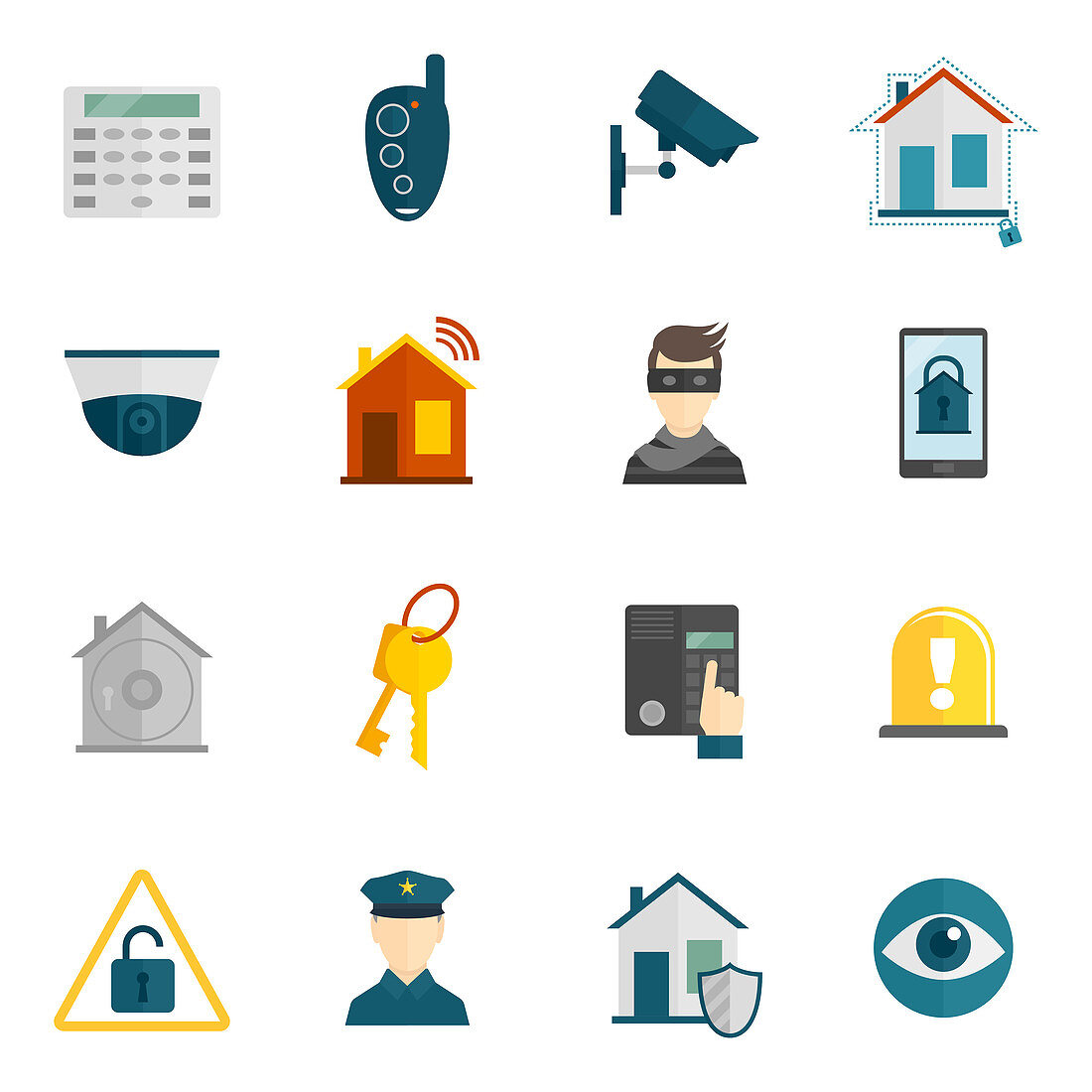 Home security icons, illustration